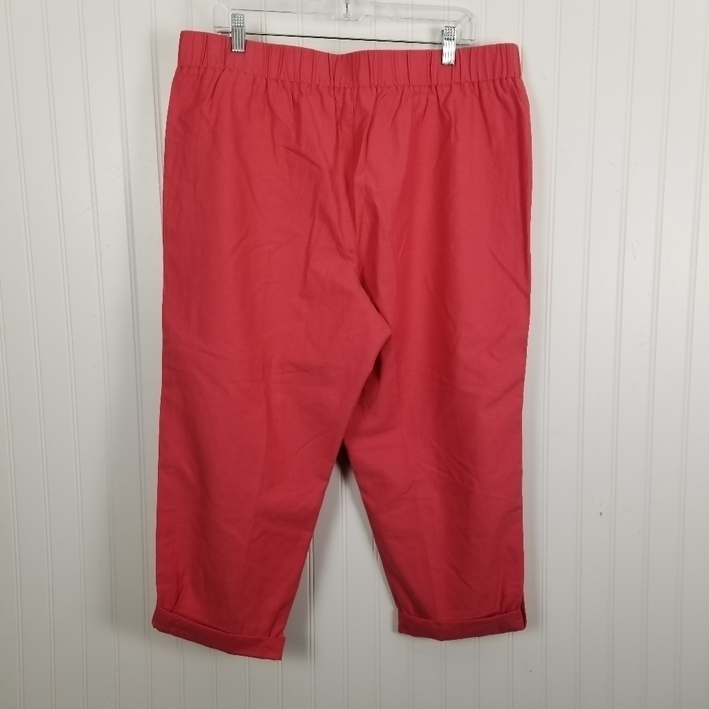 Talbots Womens Size 16P Petite Cropped Pull On Pants Coral Pockets Tie Waist NWT - Picture 3 of 12